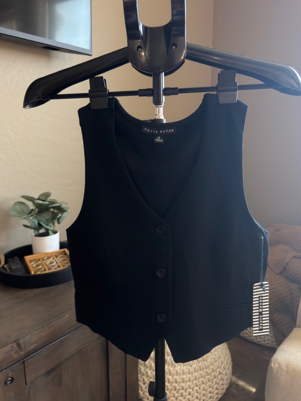 Haute Monde Black Button-Front Vest | NWT | Size M
